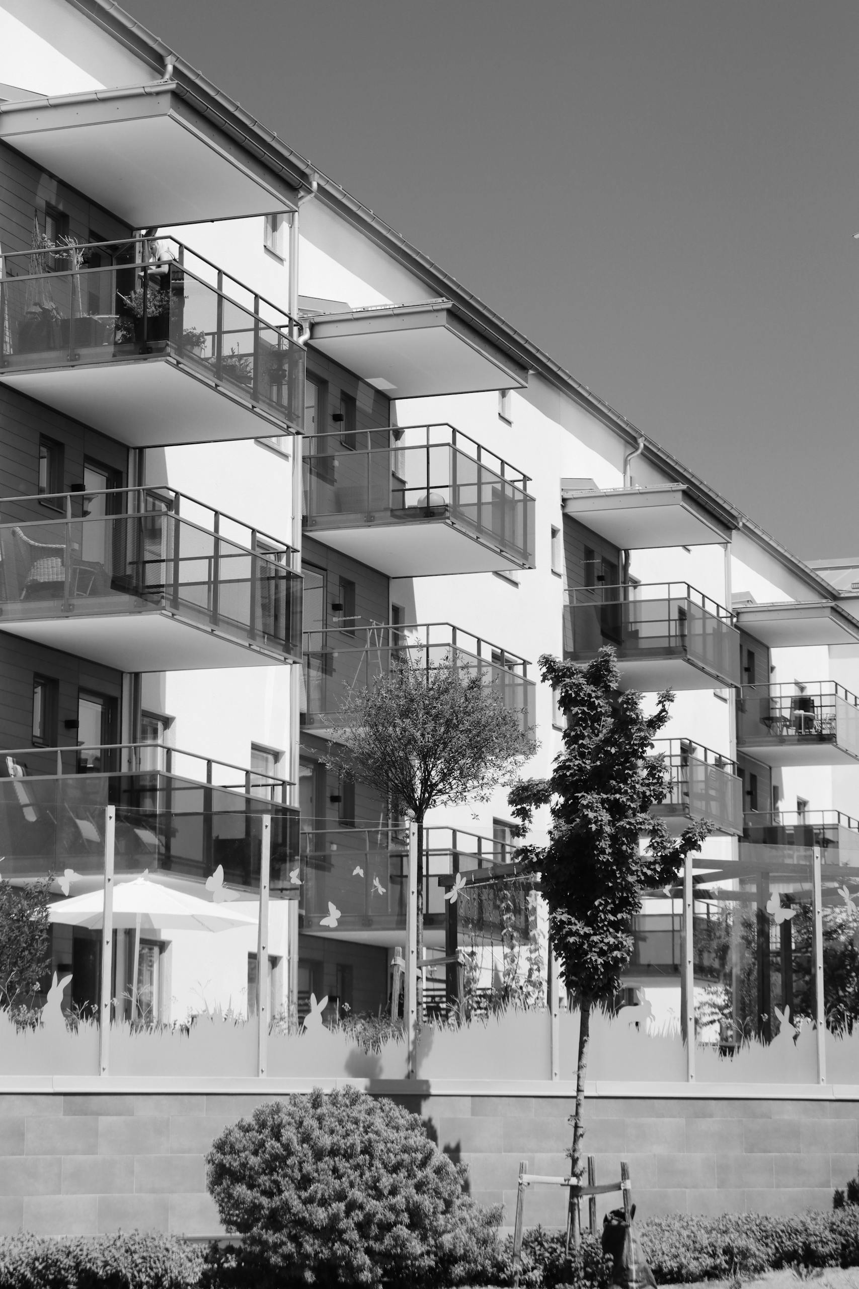 Contemporary apartment buildings with balconies in Jönköping, Sweden.